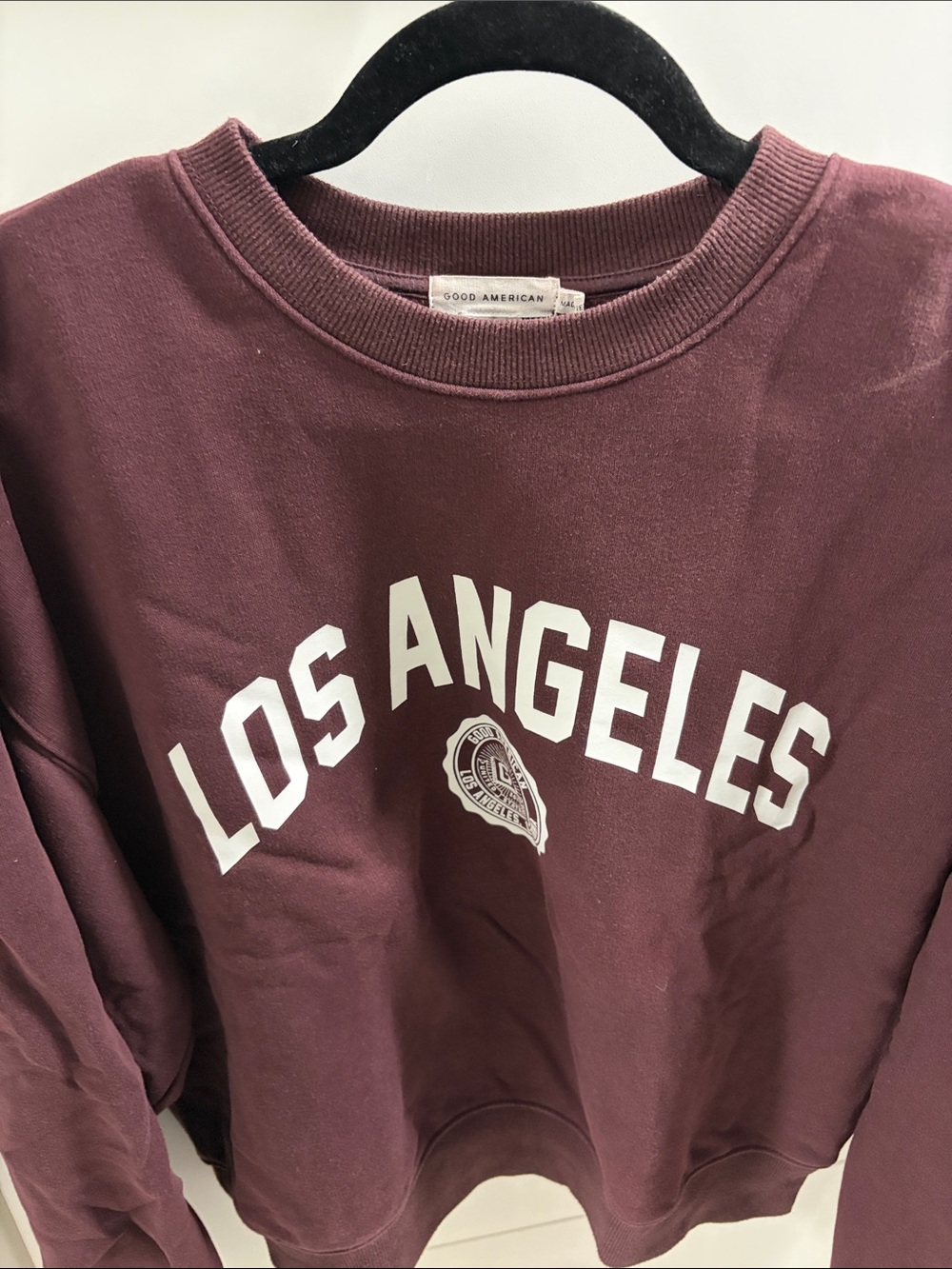 Good American Los Angeles Sweatshirt - Burgundy with White Print